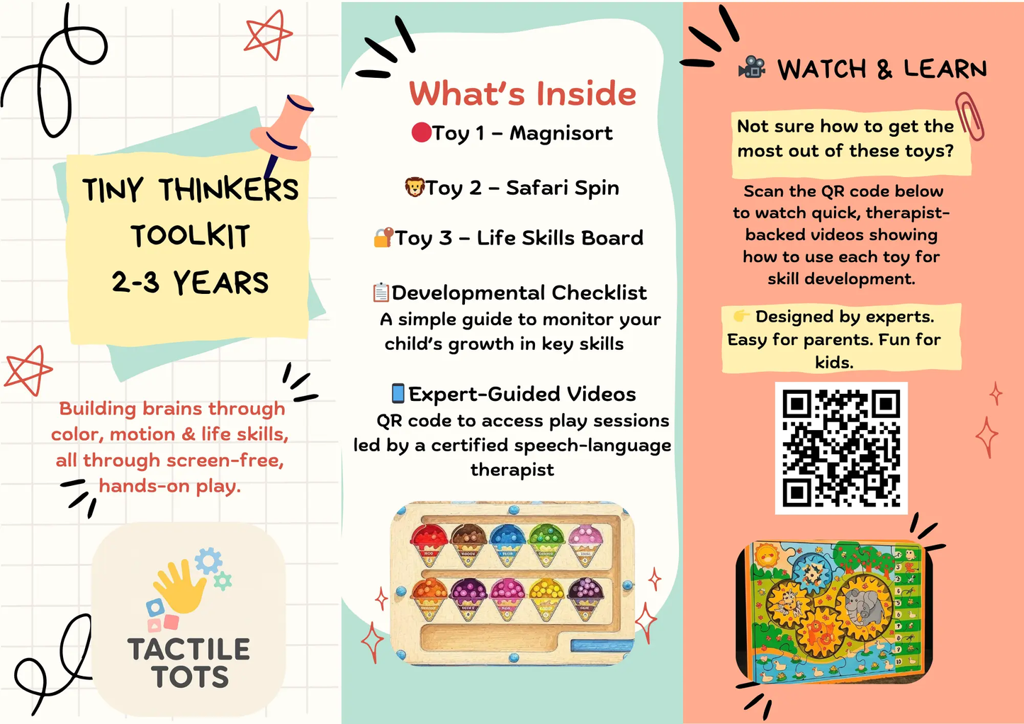 Bundle of 3 Educational Toys - Tiny Thinkers Toolkit (Ages 2–3)