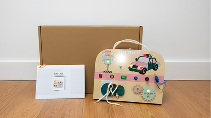Montessori Busy Board for Kids (4-5 Years) | Wooden LED Activity Suitcase & Magnetic Whiteboard