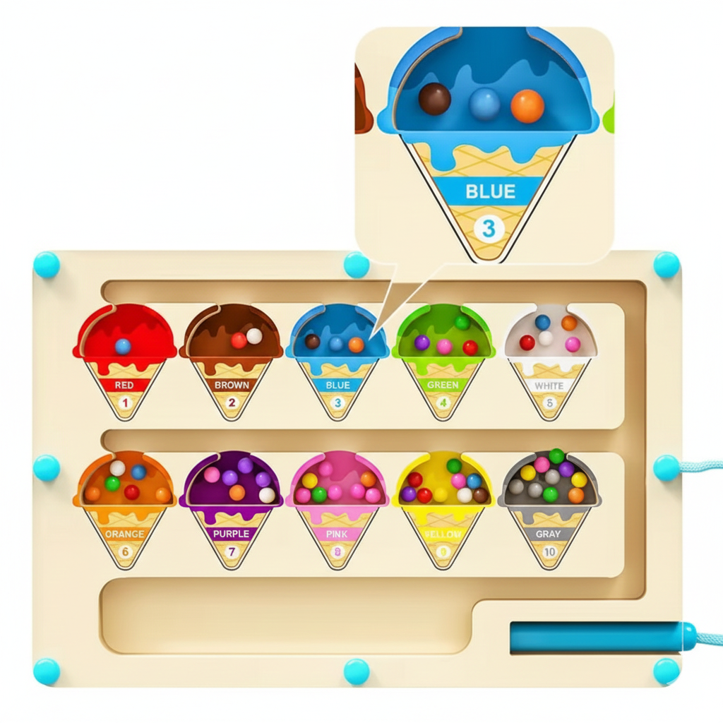 Magnisort | Magnetic Ice Cream Color & Number Maze (2-3 Years)