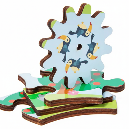 Safari Spin | Wooden Gear Puzzle & Counting Game (2-3 Years)
