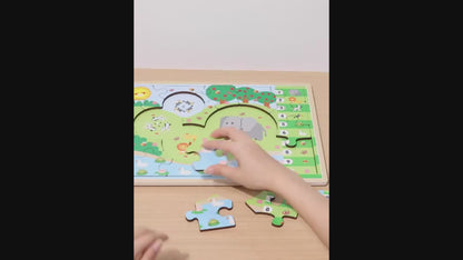 Safari Spin | Wooden Gear Puzzle & Counting Game (2-3 Years)